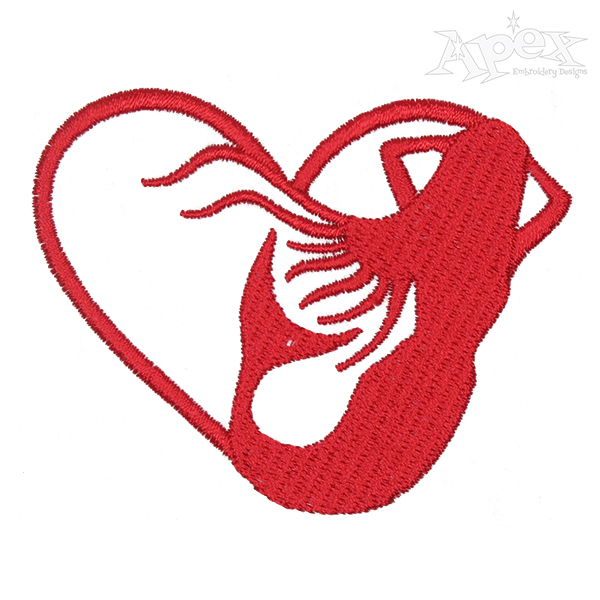Mermaid Heart Silhouette Embroidery Design
