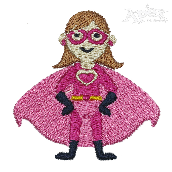 Love Superhero Girl Embroidery Design