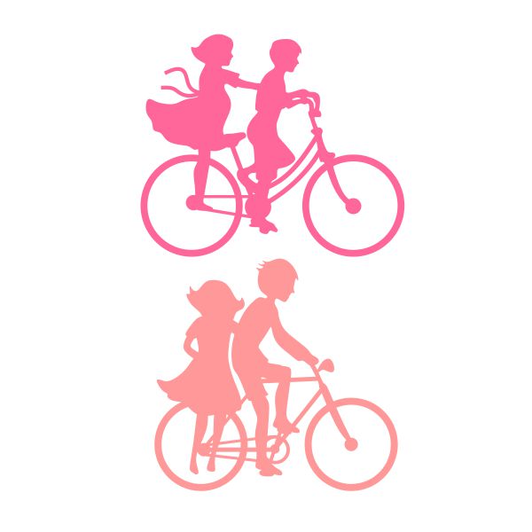 Young Love Couple on Bicycle SVG Cuttable Design