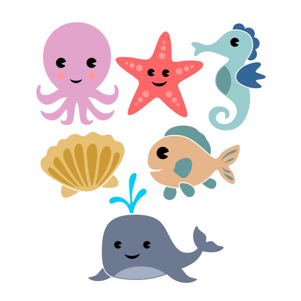 Sea Animals SVG Cuttable Design