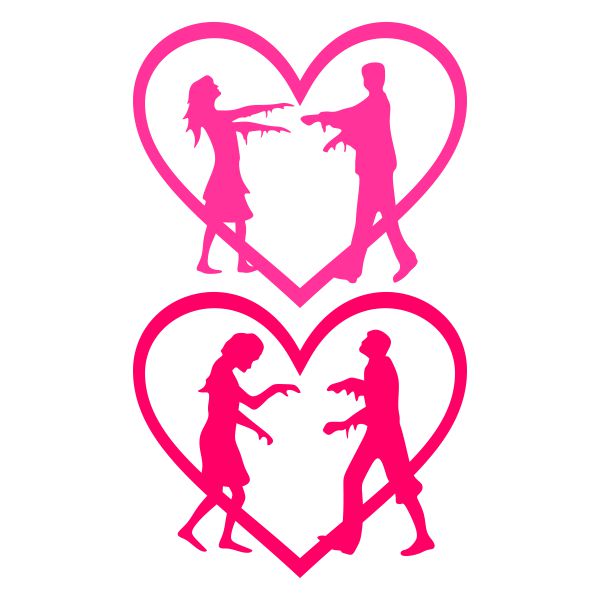 Zombie Couple Love Heart SVG Cuttable Design