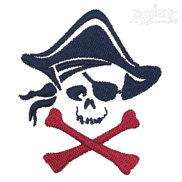 Pirate Skull Crossbones Embroidery Design