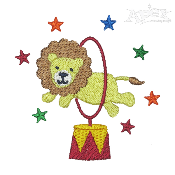 Circus Lion Embroidery Design