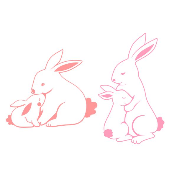 Bunny Mother and Baby SVG Cuttable Design