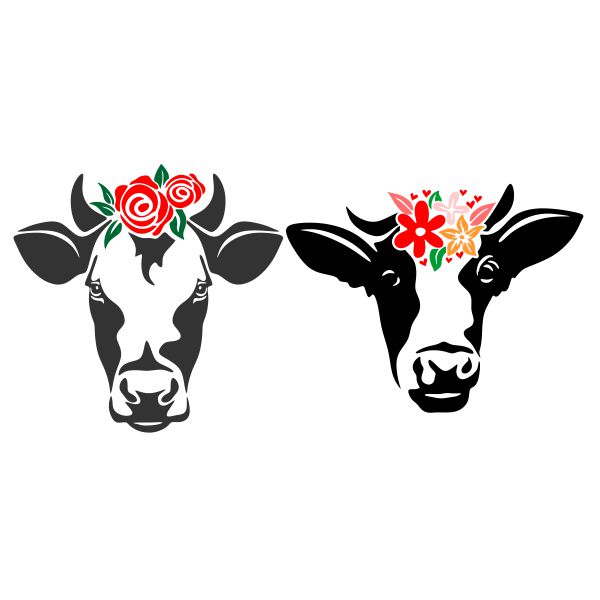 Cow with Flowers SVG Cuttable Design