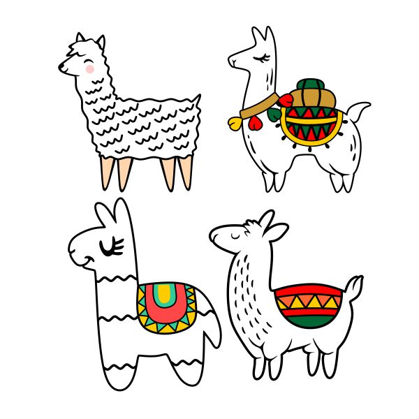 Cute Llama Pack SVG Cuttable Design
