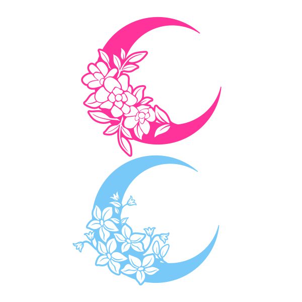 Floral Moon SVG Cuttable Design