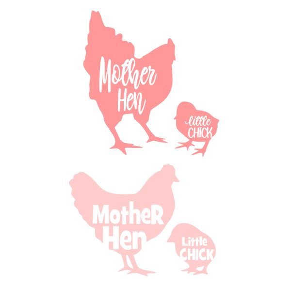 Mother Hen and Little Chick Baby SVG Cuttable Designs
