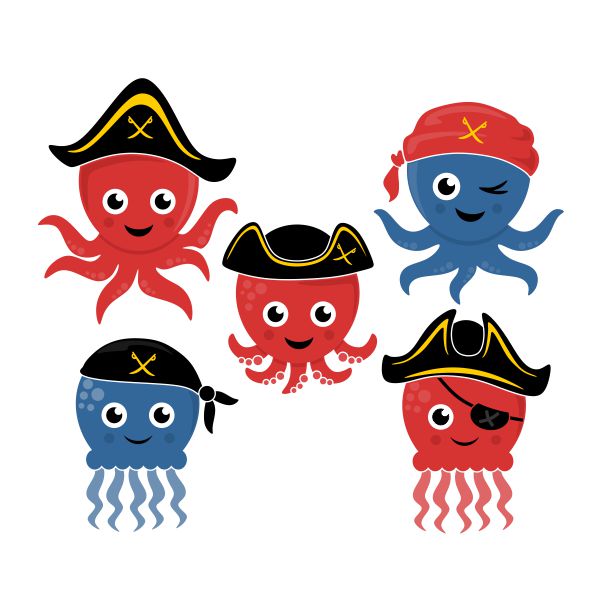 Pirate Octopus SVG Cuttable Design