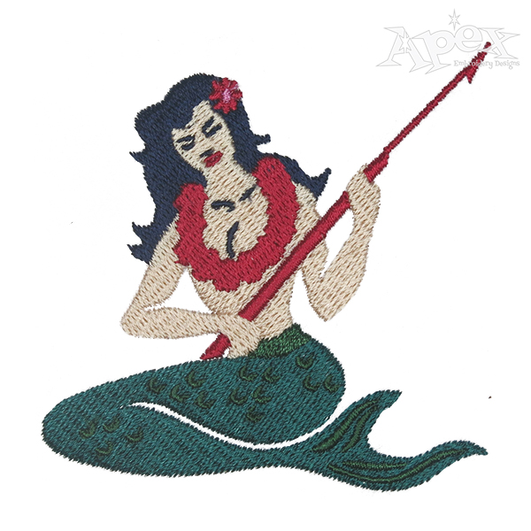 Fishing Mermaid Embroidery Design