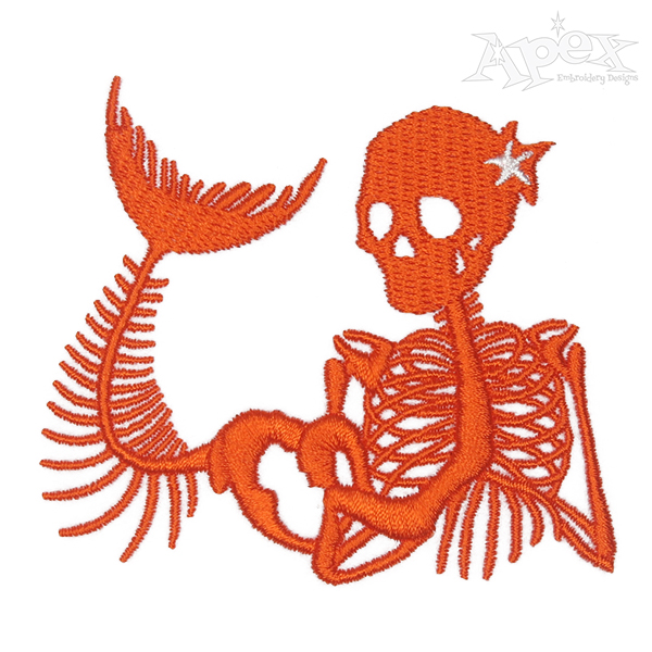 Skeleton Mermaid Embroidery Design