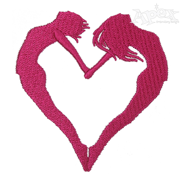 Heart Jumping Couple Embroidery Design