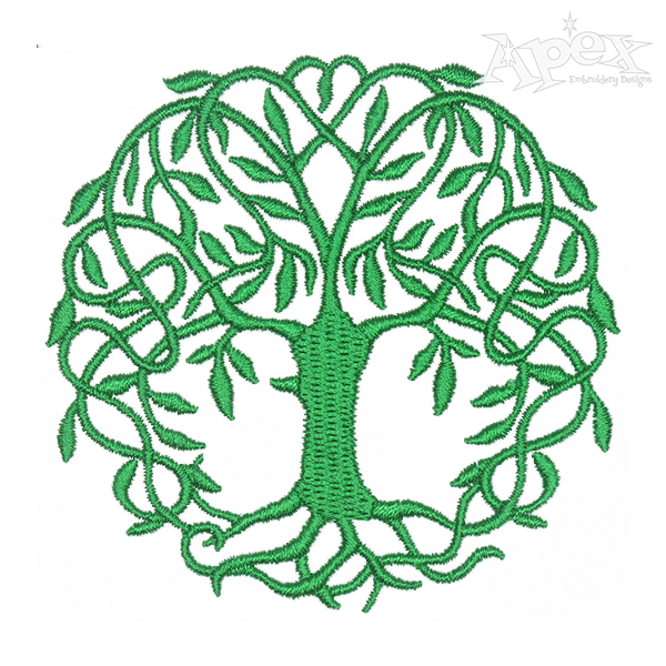 Swirly Pattern Tree Embroidery Design