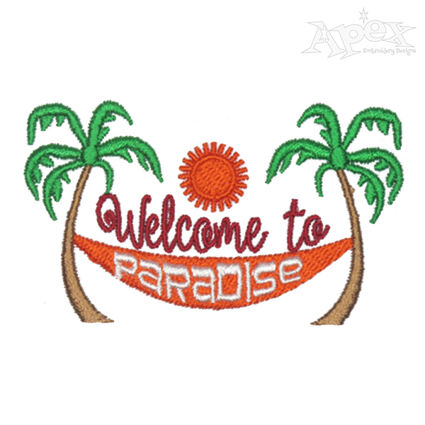 Welcome to Paradise Palm Beach Hammock Embroidery Design