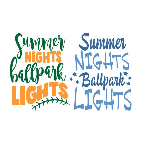Baseball Summer Nights Ballpark Lights SVG Cuttable Design