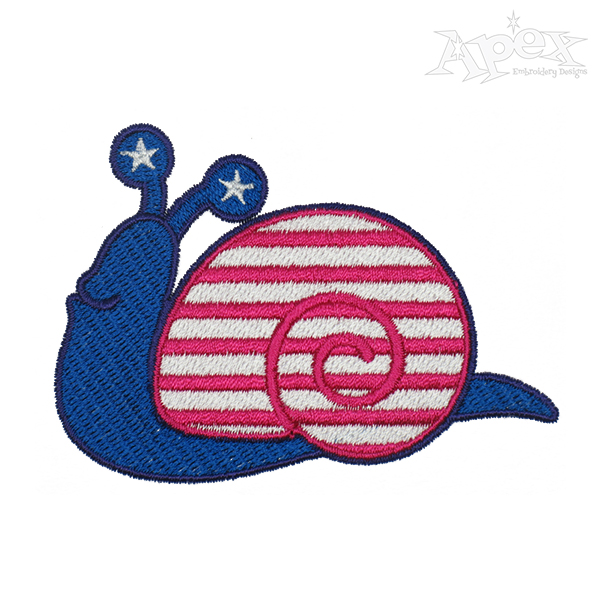 USA Flag Patriotic Snail Embroidery Design