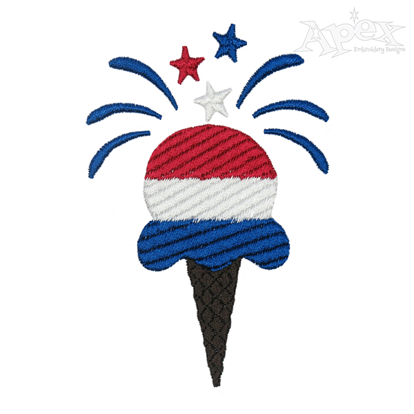 Patriotic Ice Cream Embroidery Design