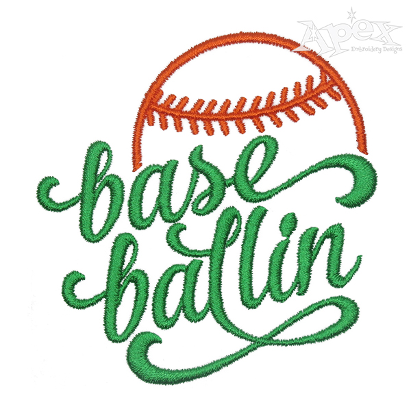 Baseballin' Baseball Embroidery Design
