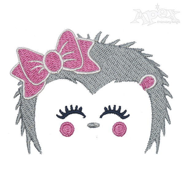 Cute Hedgehog Bow Embroidery Design