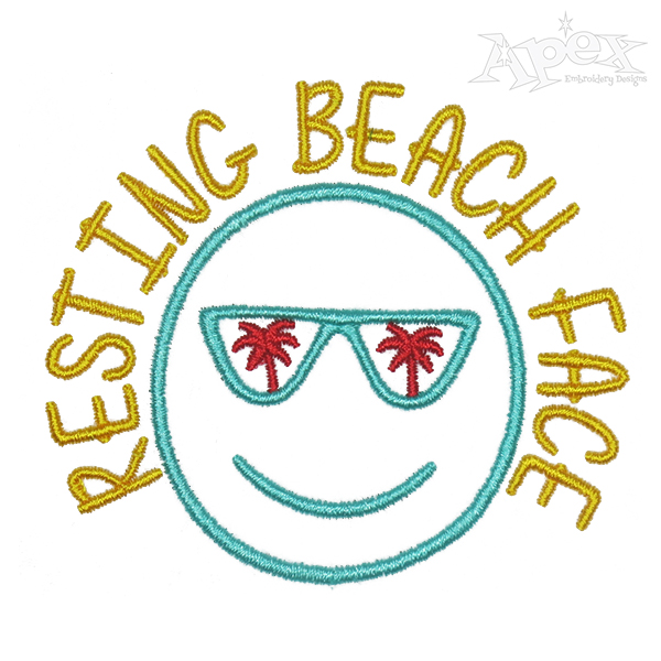Resting Beach Face Embroidery Design