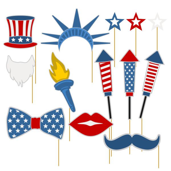 July 4th Party Photo Props SVG Cuttable Design