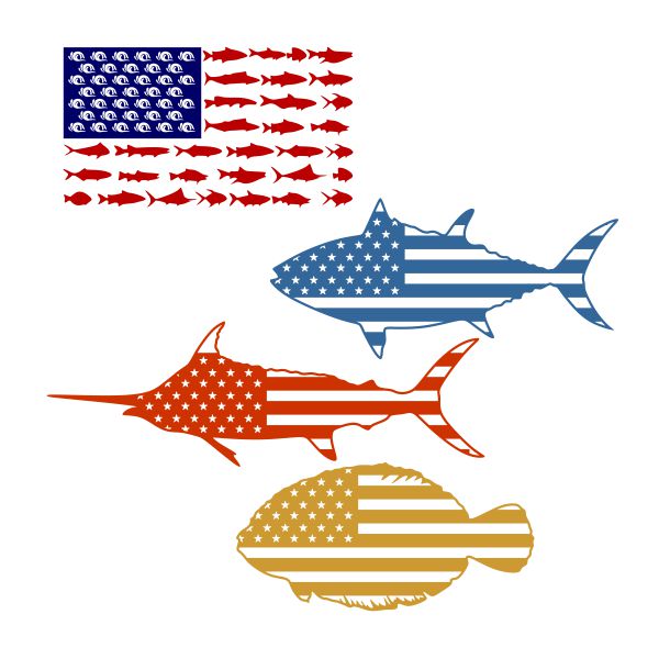 American Flag Fish SVG Cuttable Design