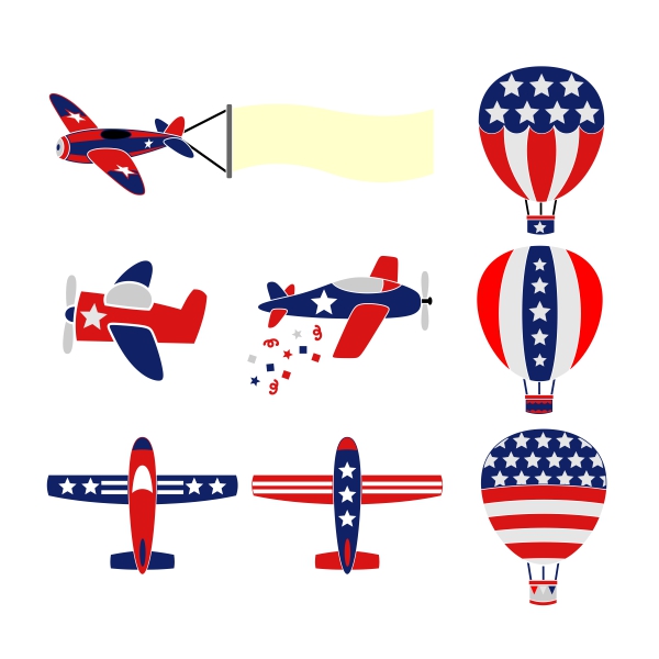 July 4th Airplane and Balloon SVG Cuttable Design