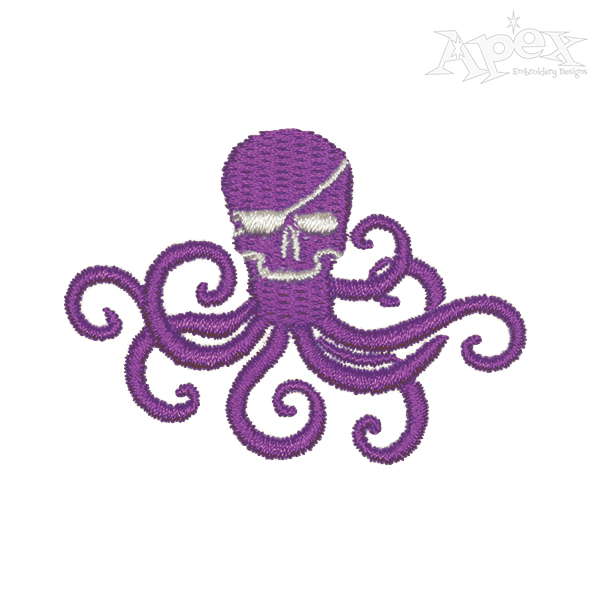 Pirate Octopus Skull Embroidery Design