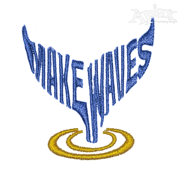 Make Waves Whale Tail Embroidery Design