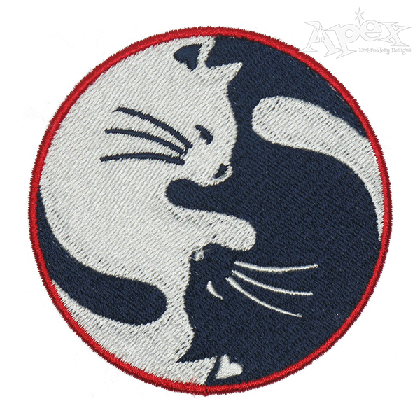 Yin Yang Cat Embroidery Design