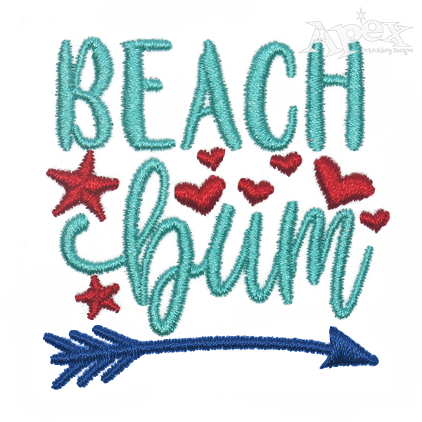 Beach Bum Emboidery Design