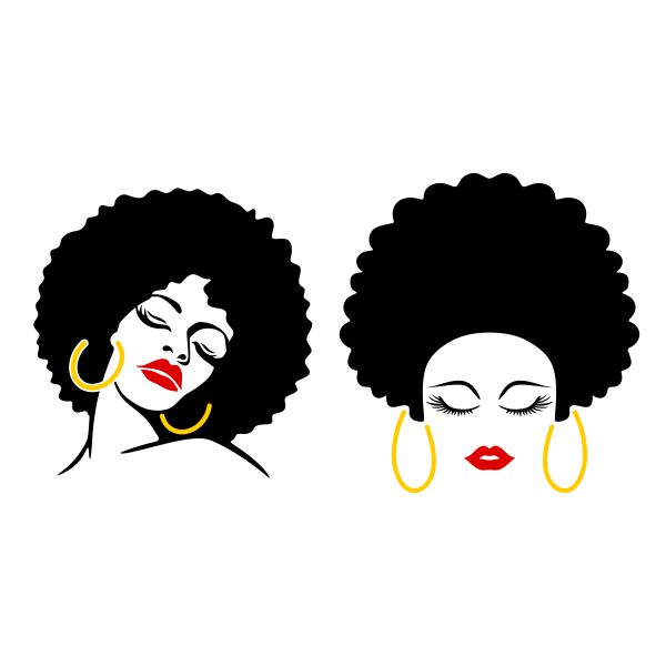 Afro Curly Hair Lady SVG Cuttable Design