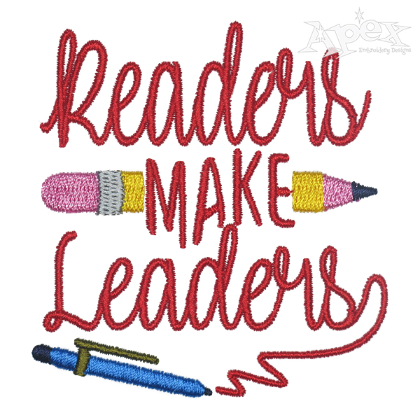Readers Make Leaders Embroidery Design