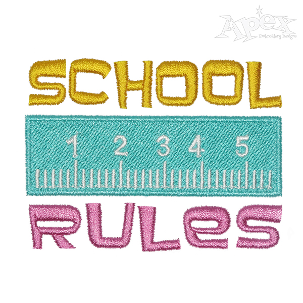 School Rules Embroidery Design