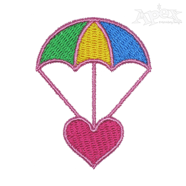 Heart Parachute Embroidery Design