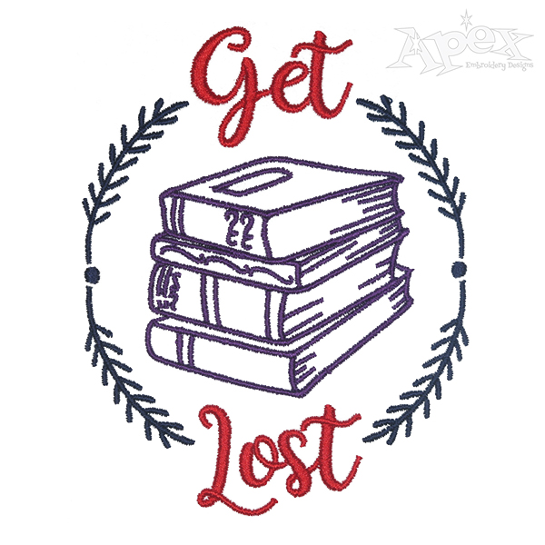 Get Lost in Books Embroidery Design