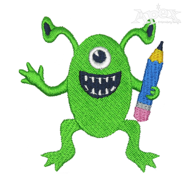 School Monsters Embroidery Design