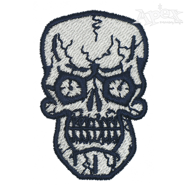 Scary Angry Skull Embroidery Design