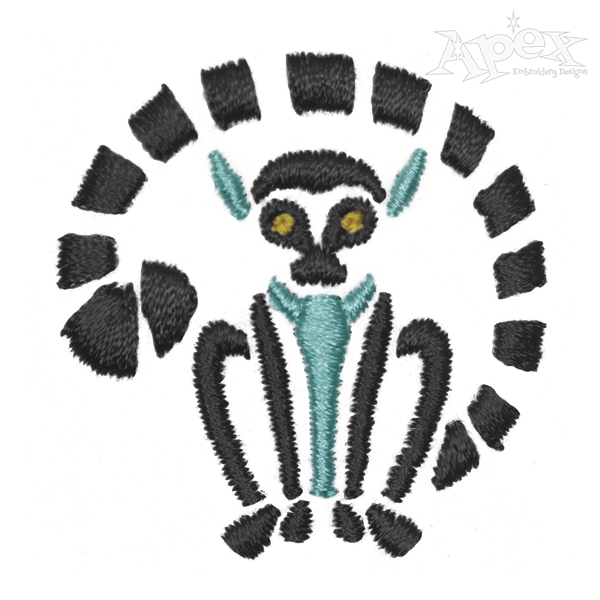 Lemur Embroidery Design