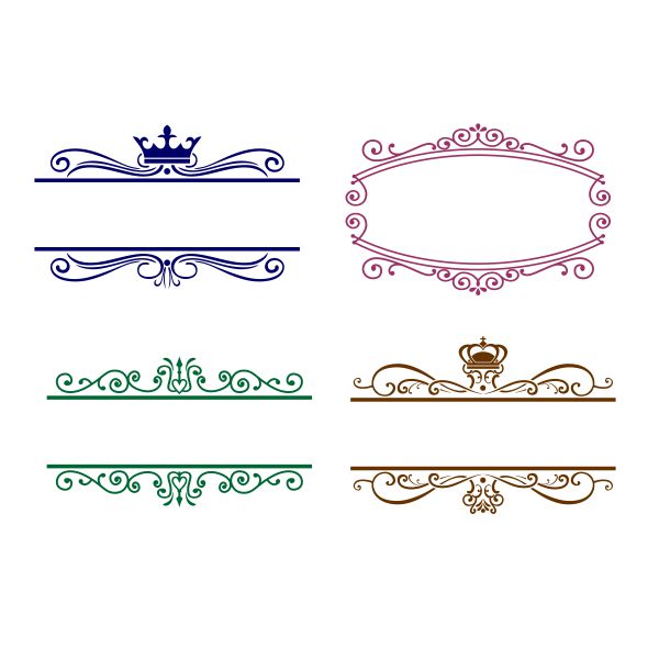 Swirly Crown Frames SVG Cuttable Design