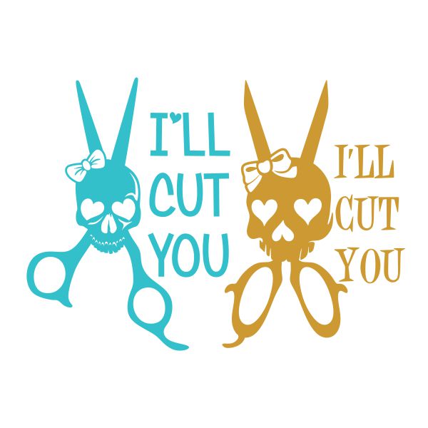 I'll Cut You Skull Scissors SVG Cuttable Design