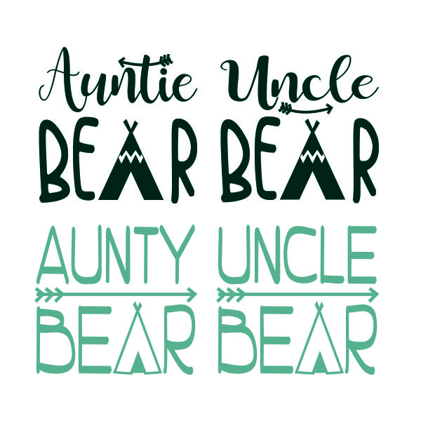 Auntie Aunty Uncle Bear SVG Cuttable Design