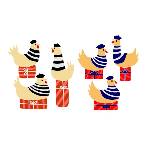 Three French Hens SVG Cuttable Design