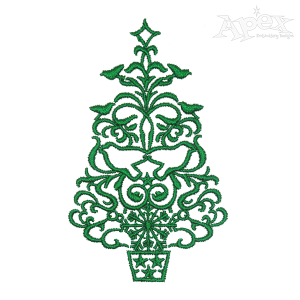 Peace Christmas Tree Embroidery Design