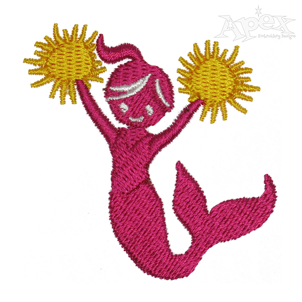 Mermaid Cheerleader Embroidery Design