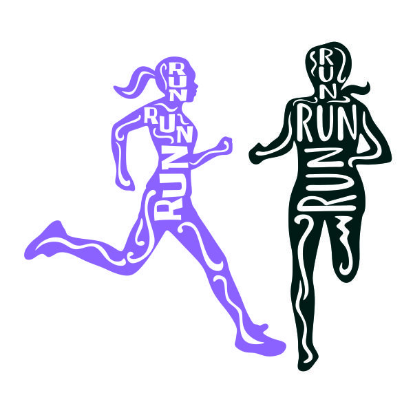 Run Girl Silhouette SVG Cuttable Design
