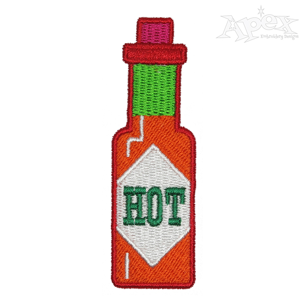 Hot Sauce Bottle Embroidery Design