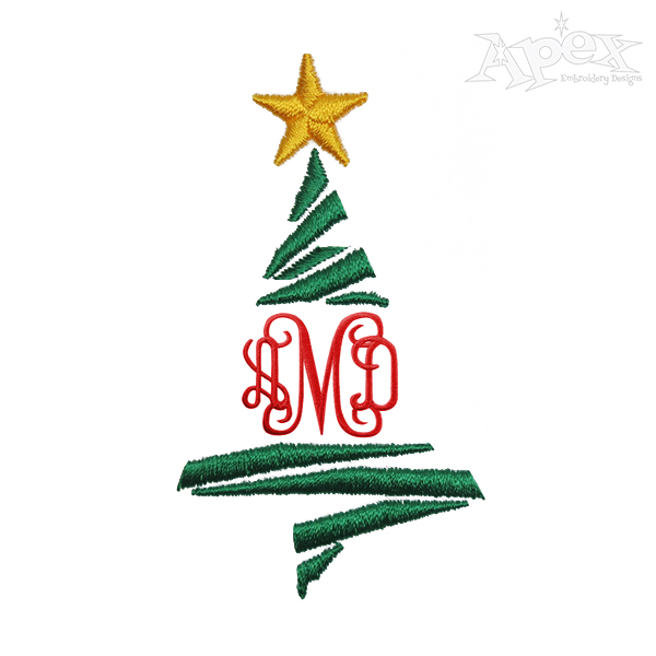 Christmas Tree Split Monogram Frame Embroidery Design