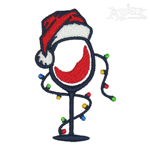 Christmas Wine Glass Embroidery Design