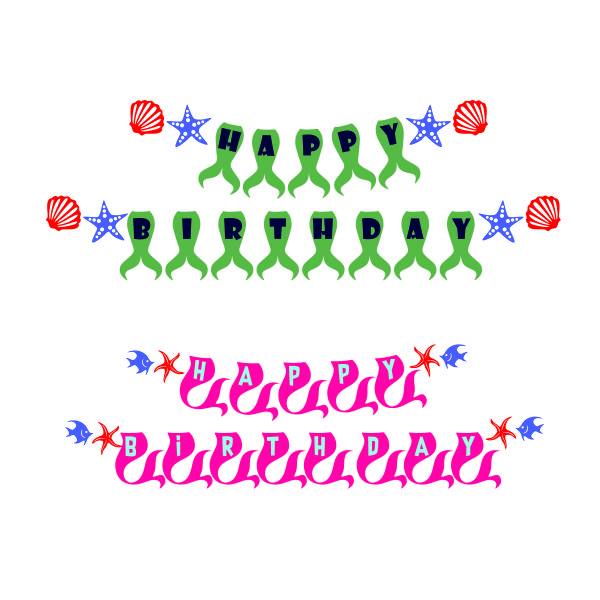Birthday Mermaid Banner SVG Cuttable Design